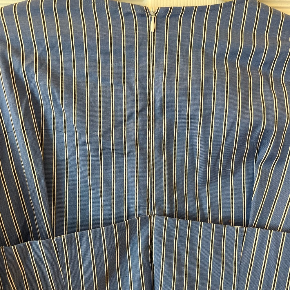 Sea New York Blue Pinstripe Long Sleeve Puff-Sleeve Dress with White Cuffs - Picture 9 of 11